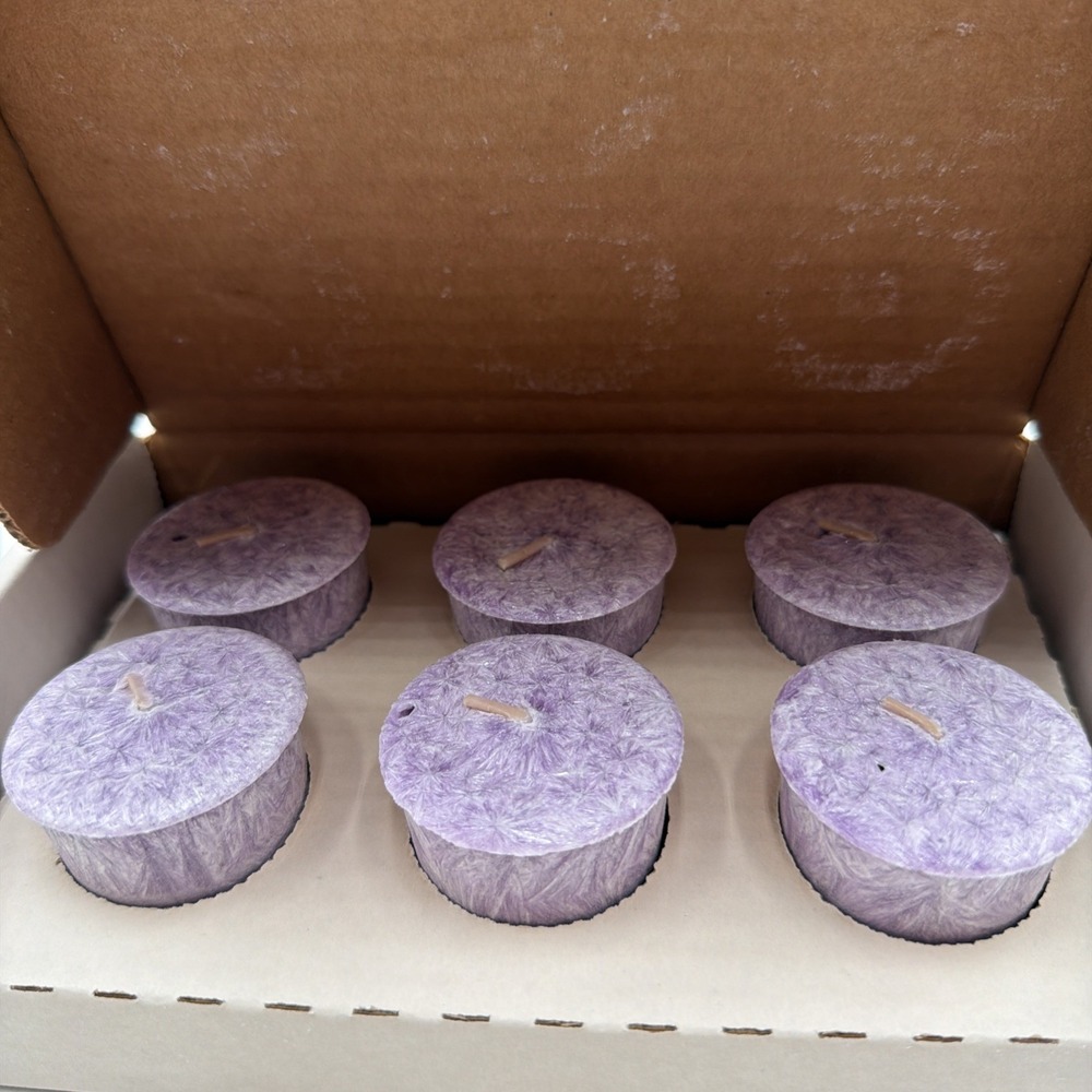 Mia Bella Gourmet Votive Candles Box of 6 Lilac  - New Old Stock